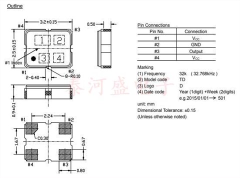 1XZA032768AD19,32.768KHz晶振,DSK321STD晶振