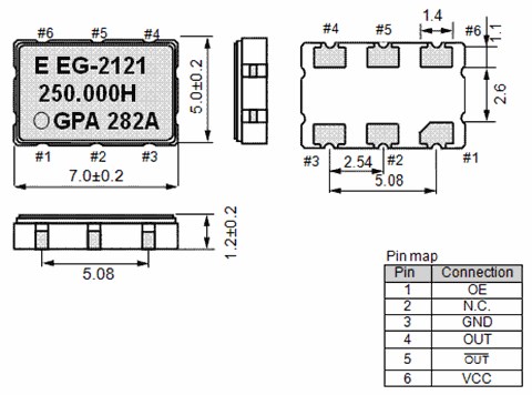 EG-2102CA差分晶振,X1M0000910008,EPSON通讯设备6G晶振