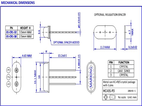 01-CR1-32-26M000-T18-2030M-EXT|NKG Crystal|TAIHETH