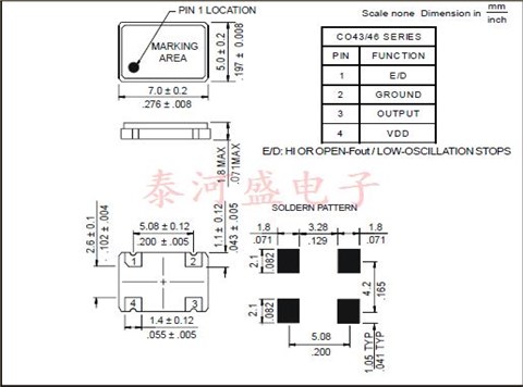 CO4305-1.8432-EXT-T-TR,CO43晶体振荡器,7050贴片晶振