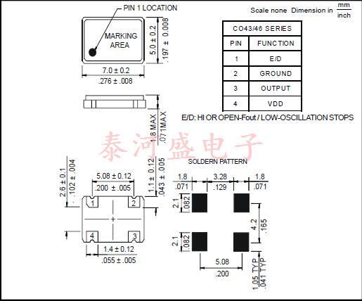 CO4305-1.8432-EXT-T-TR,CO43晶体振荡器,7050贴片晶振